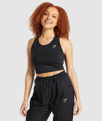 Dámské Tílko Gymshark Pulse Crop Černé | CZ 3196HAP